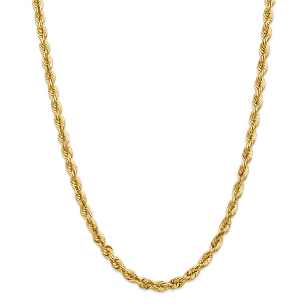 26" 14k Yellow Gold 5.5mm Diamond-cut Rope with Lobster Clasp Chain Necklace