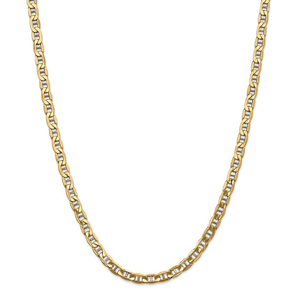 22" 14k Yellow Gold 5.5mm Semi-Solid Anchor Chain Necklace