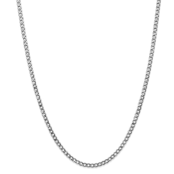 26" 14k White Gold 3.35mm Semi-Solid Curb Chain Necklace