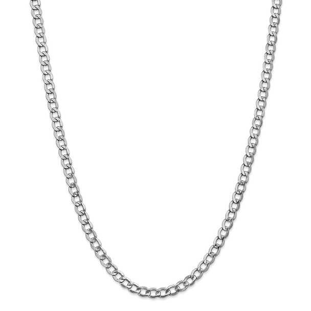 26" 14k White Gold 5.25mm Semi-Solid Curb Chain Necklace