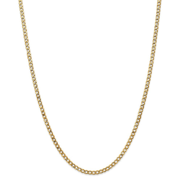 26" 14k Yellow Gold 3.35mm Semi-Solid Curb Chain Necklace