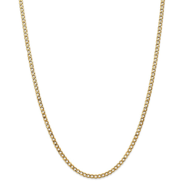 28" 14k Yellow Gold 3.35mm Semi-Solid Curb Chain Necklace