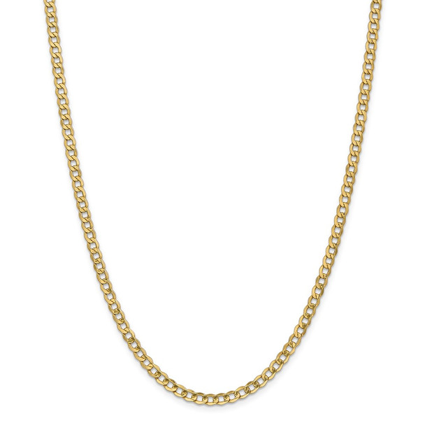 26" 14k Yellow Gold 4.3mm Semi-Solid Curb Chain Necklace