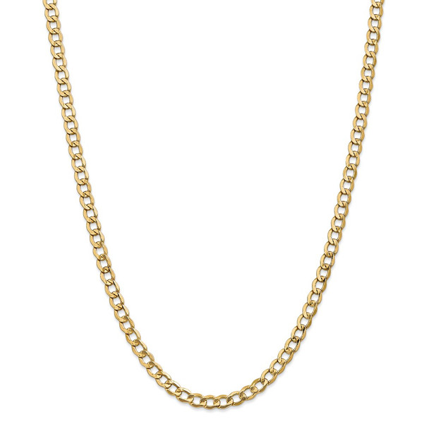 26" 14k Yellow Gold 5.25mm Semi-Solid Curb Chain Necklace