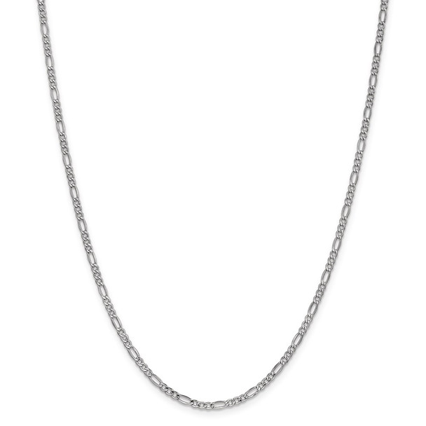 22" 14k White Gold 2.5mm Semi-Solid Figaro Chain Necklace