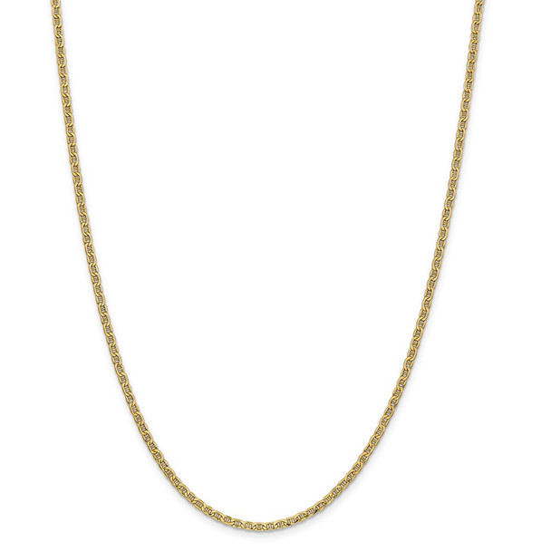 26" 14k Yellow Gold 2.4mm Semi-Solid Anchor Chain Necklace