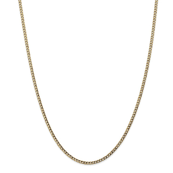 26" 14k Yellow Gold 2.5mm Semi-Solid Curb Chain Necklace