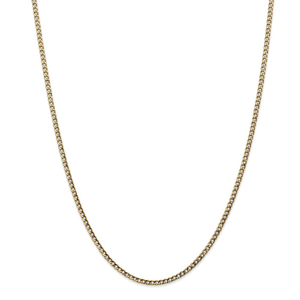 28" 14k Yellow Gold 2.5mm Semi-Solid Curb Chain Necklace