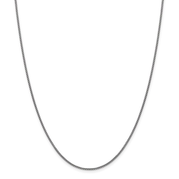 22" 14k White Gold 1.5mm Semi-Solid Round Box Chain Necklace
