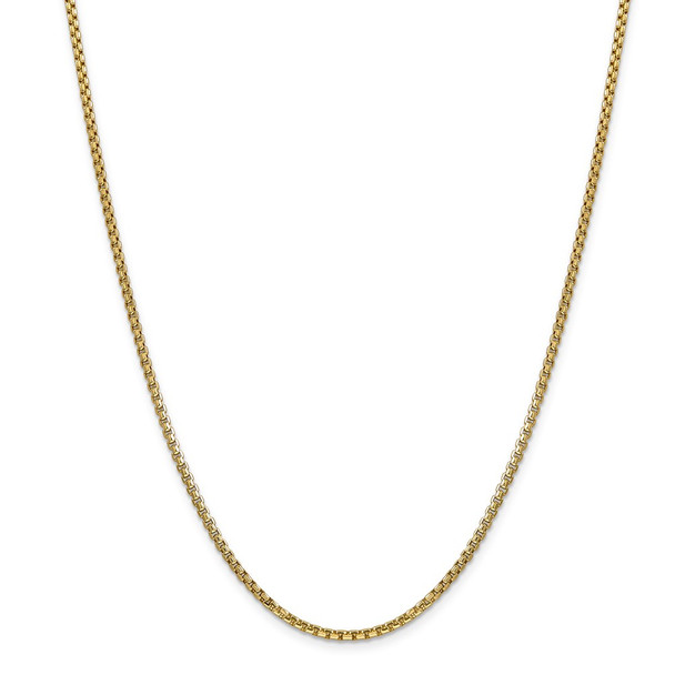 30" 14k Yellow Gold 2.45mm Semi-Solid Round Box Chain Necklace