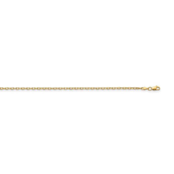 20" 14k Yellow Gold 3mm Semi-solid Diamond-cut Open Link Cable Chain Necklace