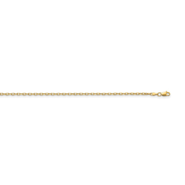 22" 14k Yellow Gold 3mm Semi-solid Diamond-cut Open Link Cable Chain Necklace