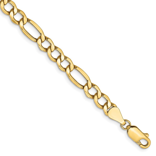 9" 14k Yellow Gold 5.75mm Semi-Solid Figaro Chain Bracelet