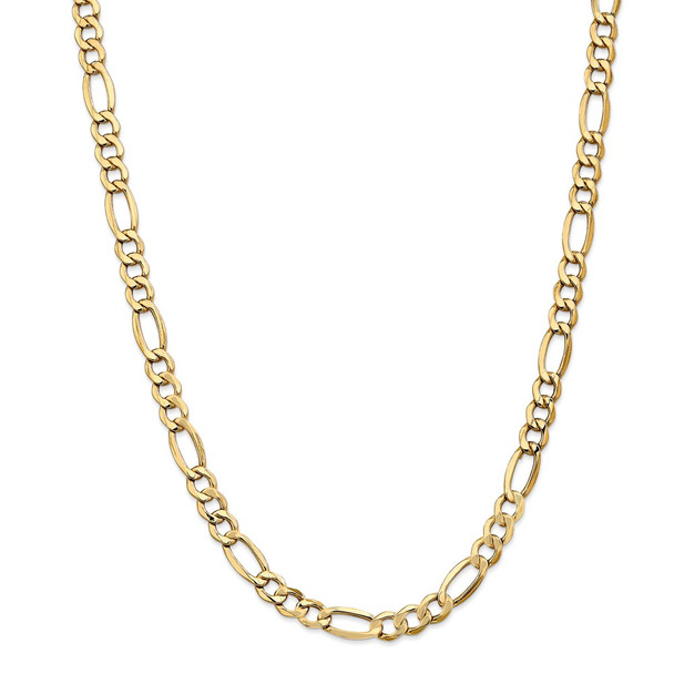 22" 14k Yellow Gold 7.3mm Semi-Solid Figaro Chain Necklace