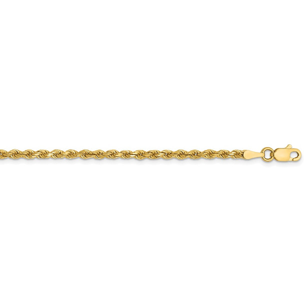 18" 14k Yellow Gold 2.5mm Semi-solid Diamond-cut Rope Chain Necklace