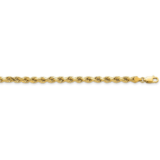 16" 14k Yellow Gold 4mm Semi-solid Diamond-cut Rope Chain Necklace