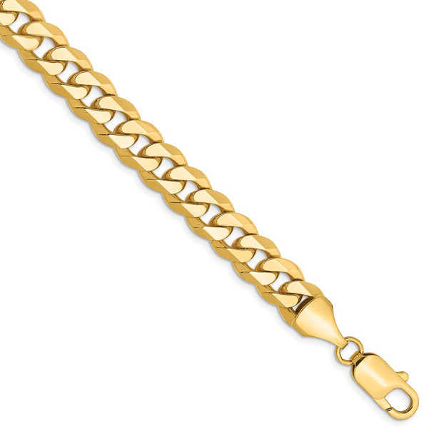 8.5" 14k Yellow Gold 8.5mm Flat Beveled Curb Chain Bracelet