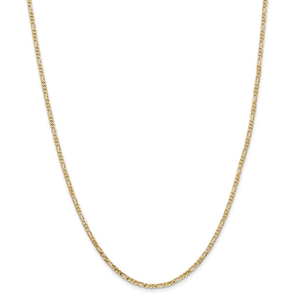 14" 14k Yellow Gold 2.25mm Flat Figaro Chain Necklace