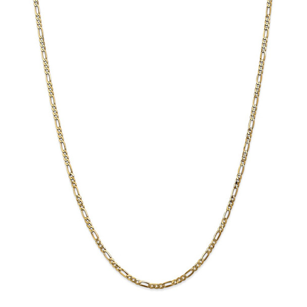 26" 14k Yellow Gold 2.75mm Flat Figaro Chain Necklace