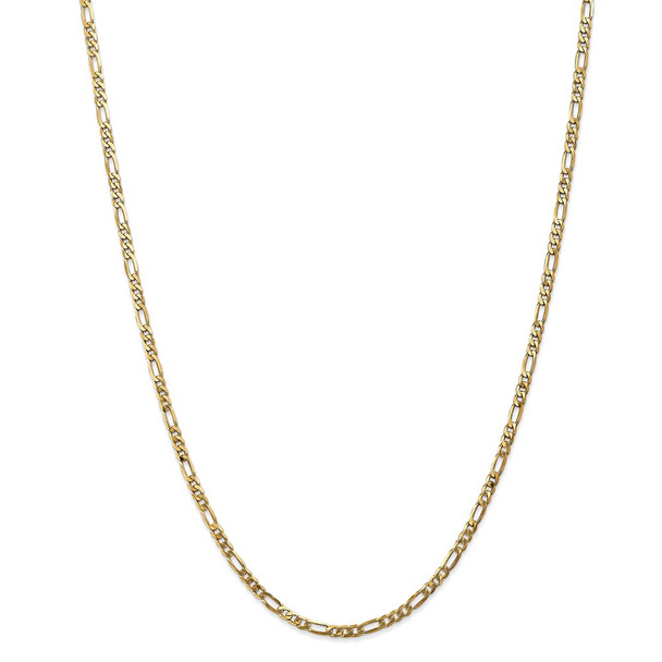 28" 14k Yellow Gold 3mm Flat Figaro Chain Necklace