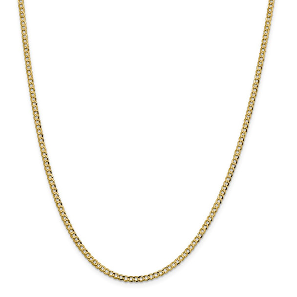 22" 14k Yellow Gold 3.1mm Lightweight Flat Cuban Chain Necklace
