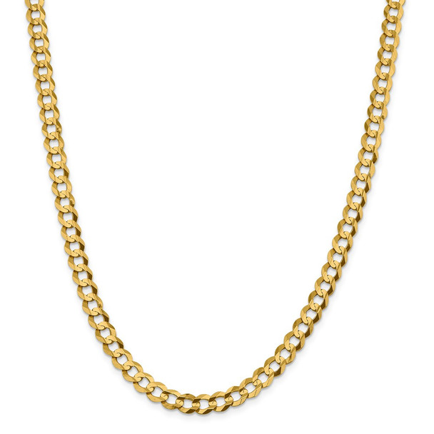 22" 14k Yellow Gold 7.2mm Lightweight Flat Cuban Chain Necklace