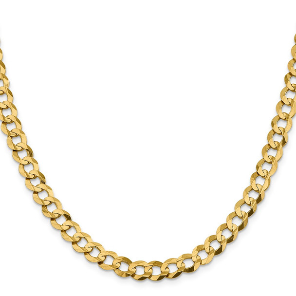 26" 14k Yellow Gold 8.3mm Lightweight Flat Cuban Chain Necklace