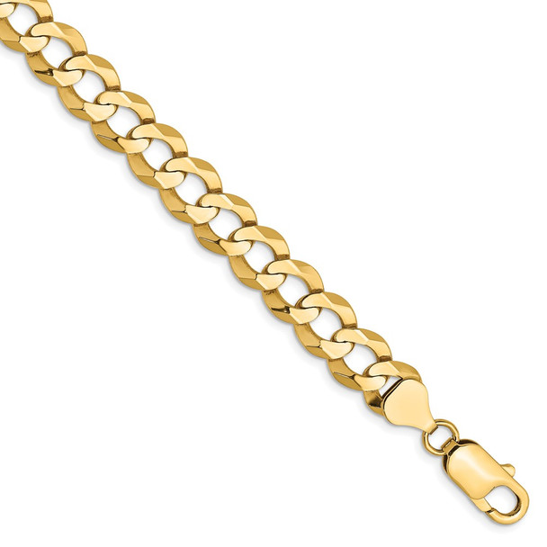 9" 14k Yellow Gold 8.3mm Lightweight Flat Cuban Chain Bracelet