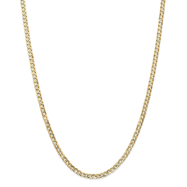 26" 14k Yellow Gold 3.8mm Open Concave Curb Chain Necklace
