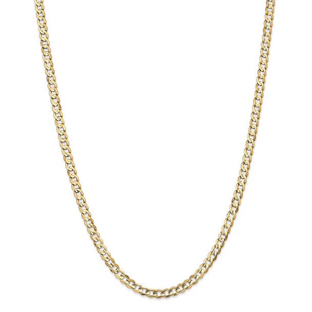 28" 14k Yellow Gold 4.5mm Open Concave Curb Chain Necklace