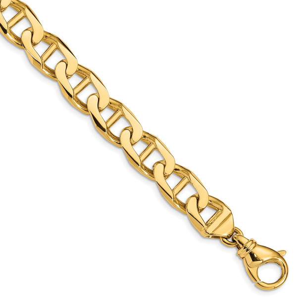9" 14k Yellow Gold 10.3mm Hand-Polished Anchor Link Chain Bracelet