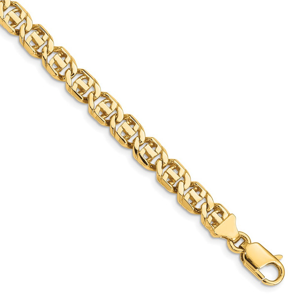 8" 14k Yellow Gold 6.75mm Hand-Polished Fancy Link Bracelet
