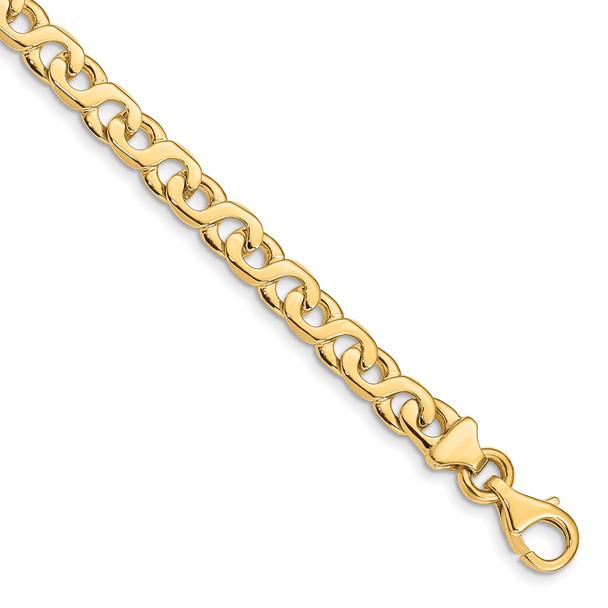 8" 14k Yellow Gold 6.2mm Hand-Polished Fancy Link Bracelet