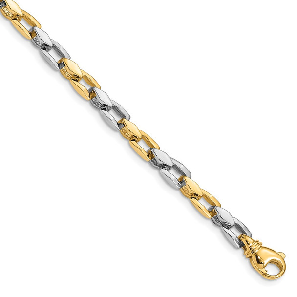 8" 14k Two-tone Gold 4.5mm Hand-polished Fancy Link Bracelet