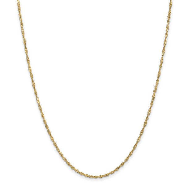 22" 14k Yellow Gold 1.70mm Singapore Chain Necklace