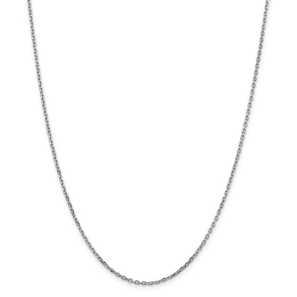 26" 14k White Gold 1.8mm Diamond-cut Round Open Link Cable Chain Necklace