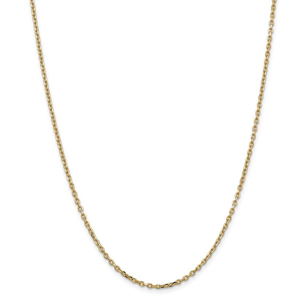 26" 14k Yellow Gold 2.2mm Diamond-cut Round Open Link Cable Chain Necklace