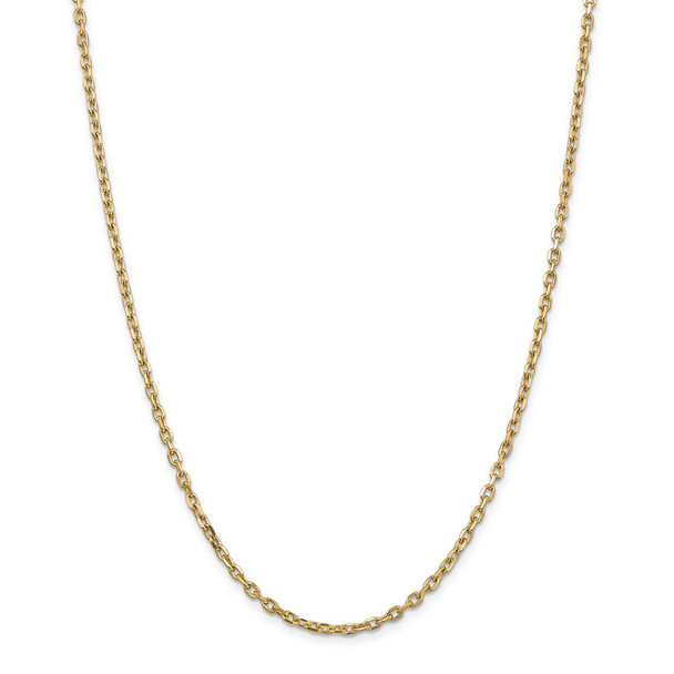 26" 14k Yellow Gold 3mm Diamond-cut Round Open Link Cable Chain Necklace