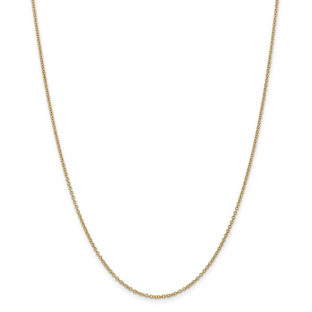 22" 14k Yellow Gold 1.4mm Round Open Wide Link Cable Chain Necklace