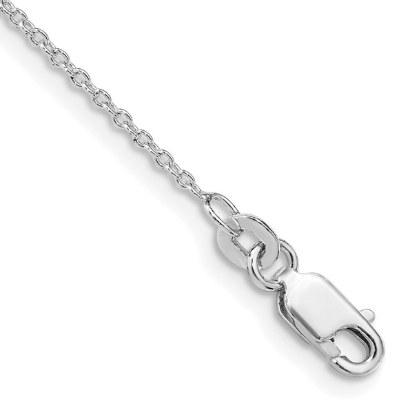 9" Sterling Silver Rhodium-plated 1.25mm Cable Chain Anklet