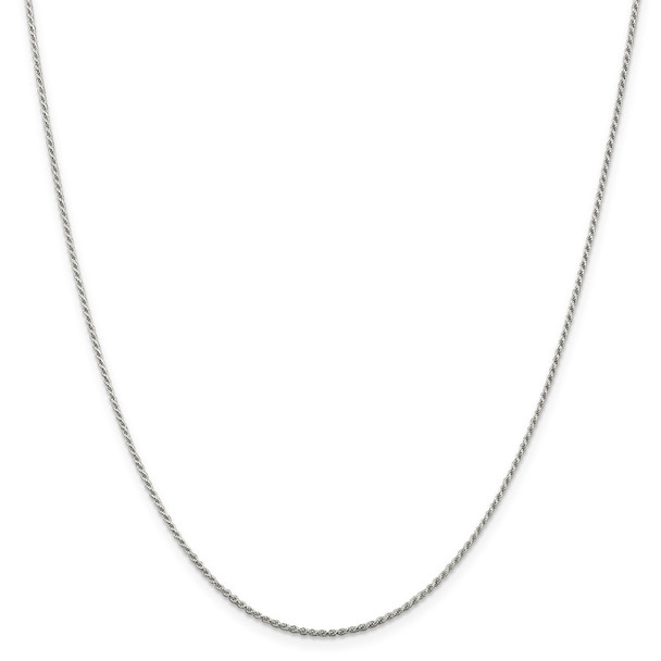 18" Rhodium-plated Sterling Silver 1.1mm Diamond-cut Rope Chain Necklace w/2in ext.