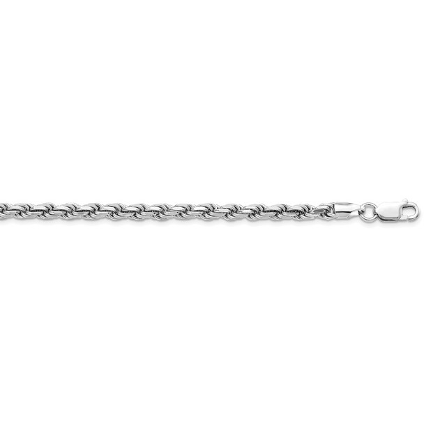 26" Rhodium-plated Sterling Silver 4.75mm Diamond-cut Rope Chain Necklace