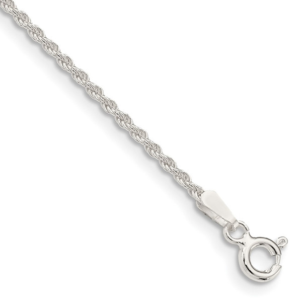 10" Sterling Silver 1.5mm Solid Rope Chain Anklet