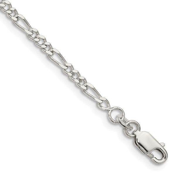 8" Sterling Silver 2.5mm Figaro Chain Bracelet