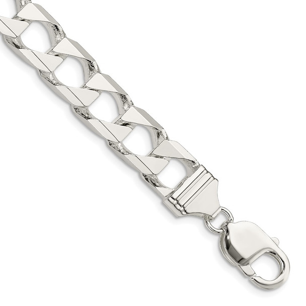 8" Sterling Silver 10.3mm Flat Open Curb Chain Bracelet