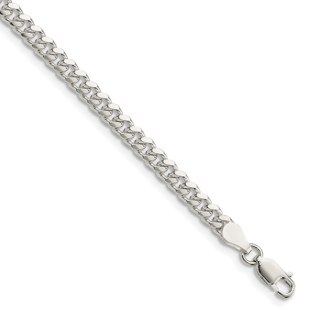 8" Sterling Silver 4mm Domed w/ Side Diamond-cut Curb Chain Bracelet