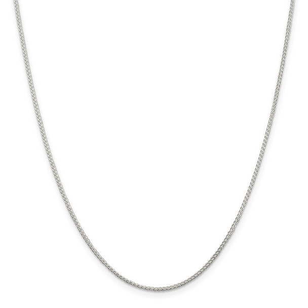 14" Rhodium-plated Sterling Silver 1.25mm Round Spiga Chain Necklace