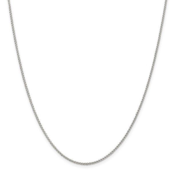 16" Rhodium-plated Sterling Silver 1.5mm Round Spiga Chain Necklace