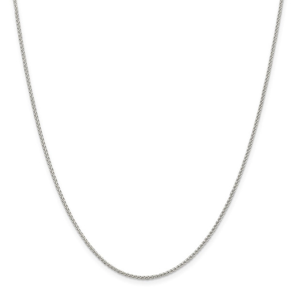 30" Rhodium-plated Sterling Silver 1.5mm Round Spiga Chain Necklace