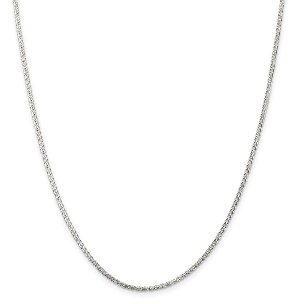 30" Rhodium-plated Sterling Silver 1.75mm Round Spiga Chain Necklace